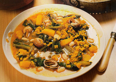 Ris med bönor och mangold
